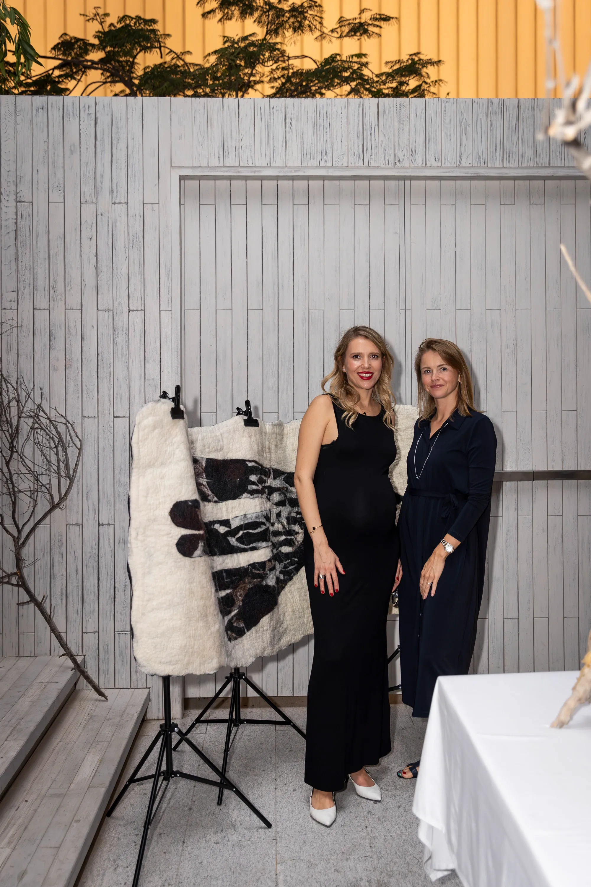 Alisa and Anna at a dinner celebrating Fictional Landscapes exhibition curated by three women including Alisa. Thanks to La Nina. Photo by Copyright Buyout.webp